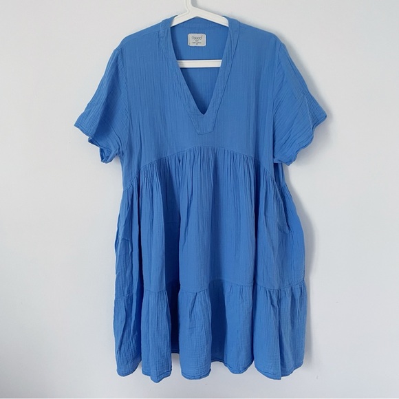 NWOT 9seed EL MATADOR Moroccan Blue 100% cotton Tiered GAUZE DRESS size M/L - Picture 6 of 15